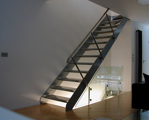 Staircase, glass panels
