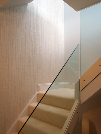 Powder Coated Steel and 12mm Toughened Glass Staircase Balustrade